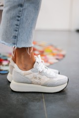 SUN68 BIG ALLY FLOWER MESH BIANCO PANNA