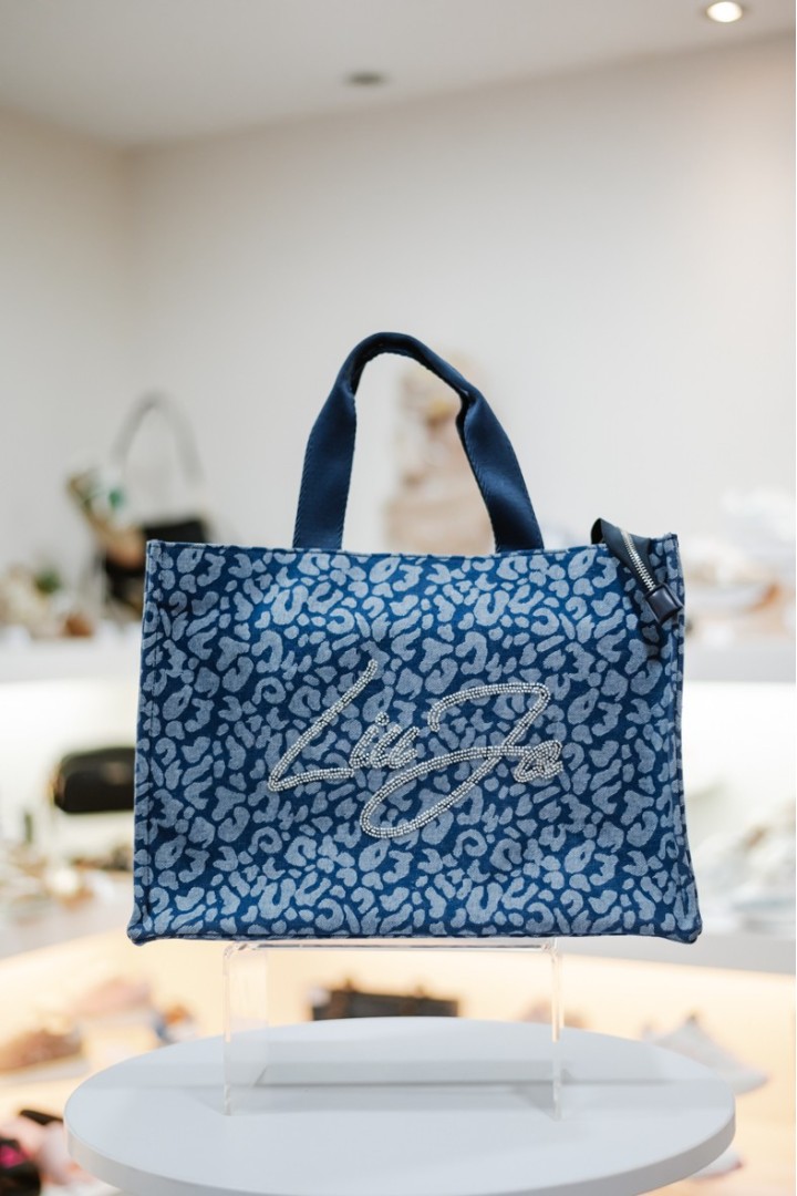 LIUJO L TOTE DENIM ANIMALIER BLUE