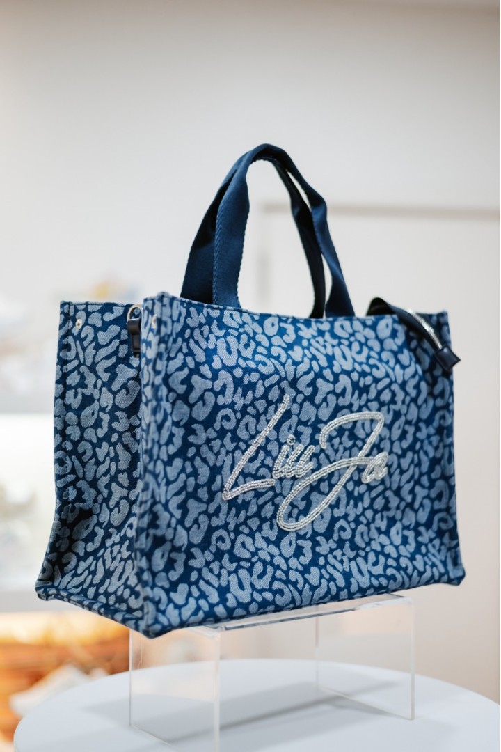 LIUJO L TOTE DENIM ANIMALIER BLUE