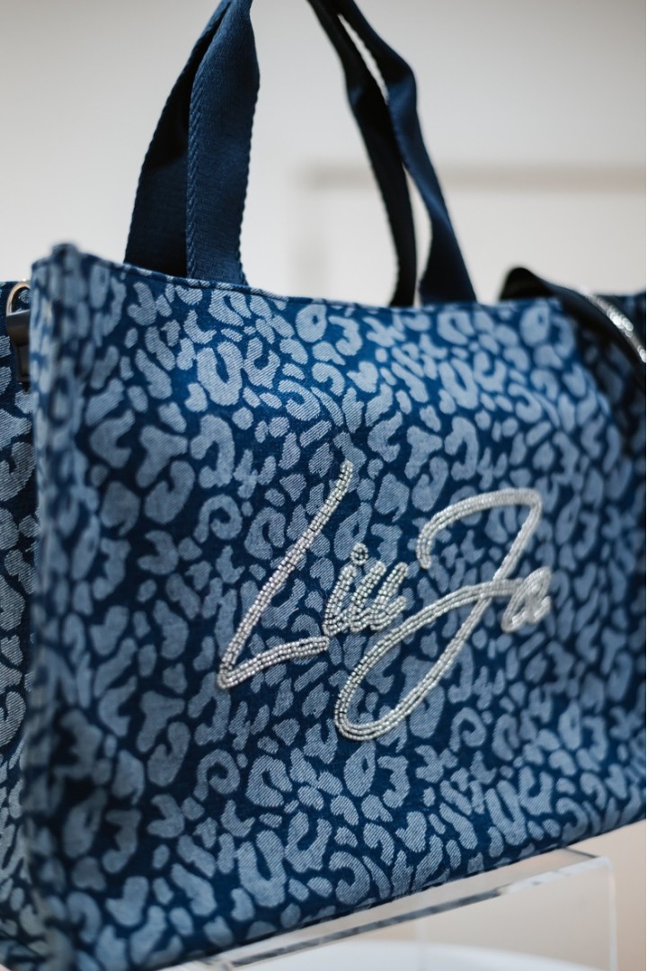 LIUJO L TOTE DENIM ANIMALIER BLUE