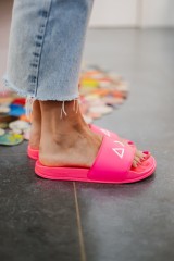 SUN68 SLIPPERS LOGO FUXIA FLUO