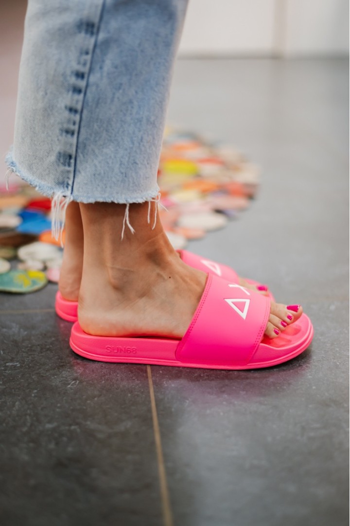 SUN68 SLIPPERS LOGO FUXIA FLUO
