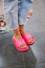 SUN68 SLIPPERS LOGO FUXIA FLUO