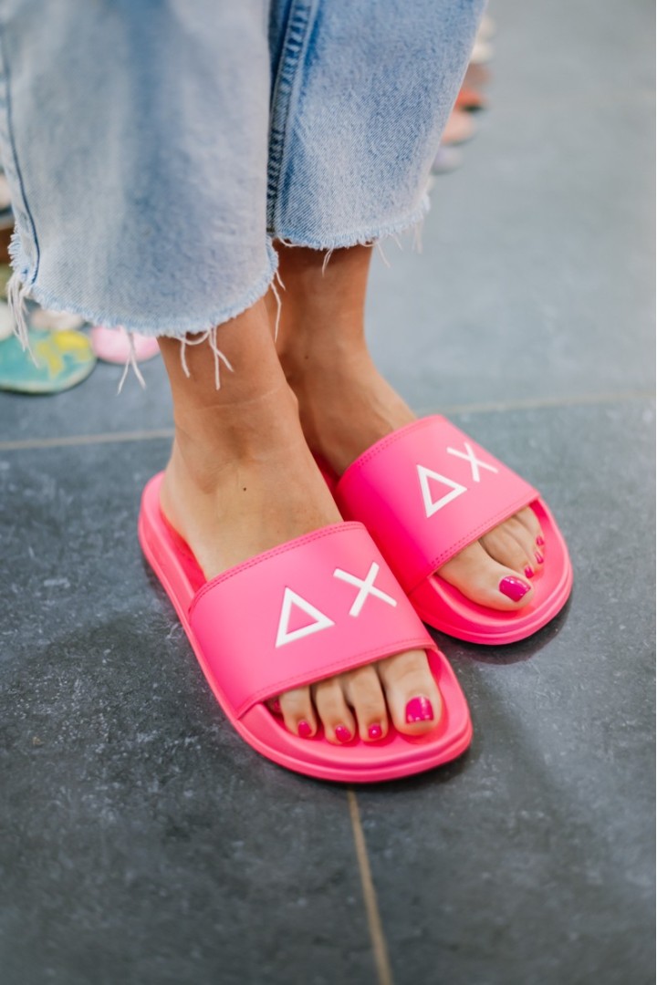 SUN68 SLIPPERS LOGO FUXIA FLUO